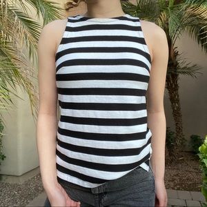 High neck stripped racer back tank